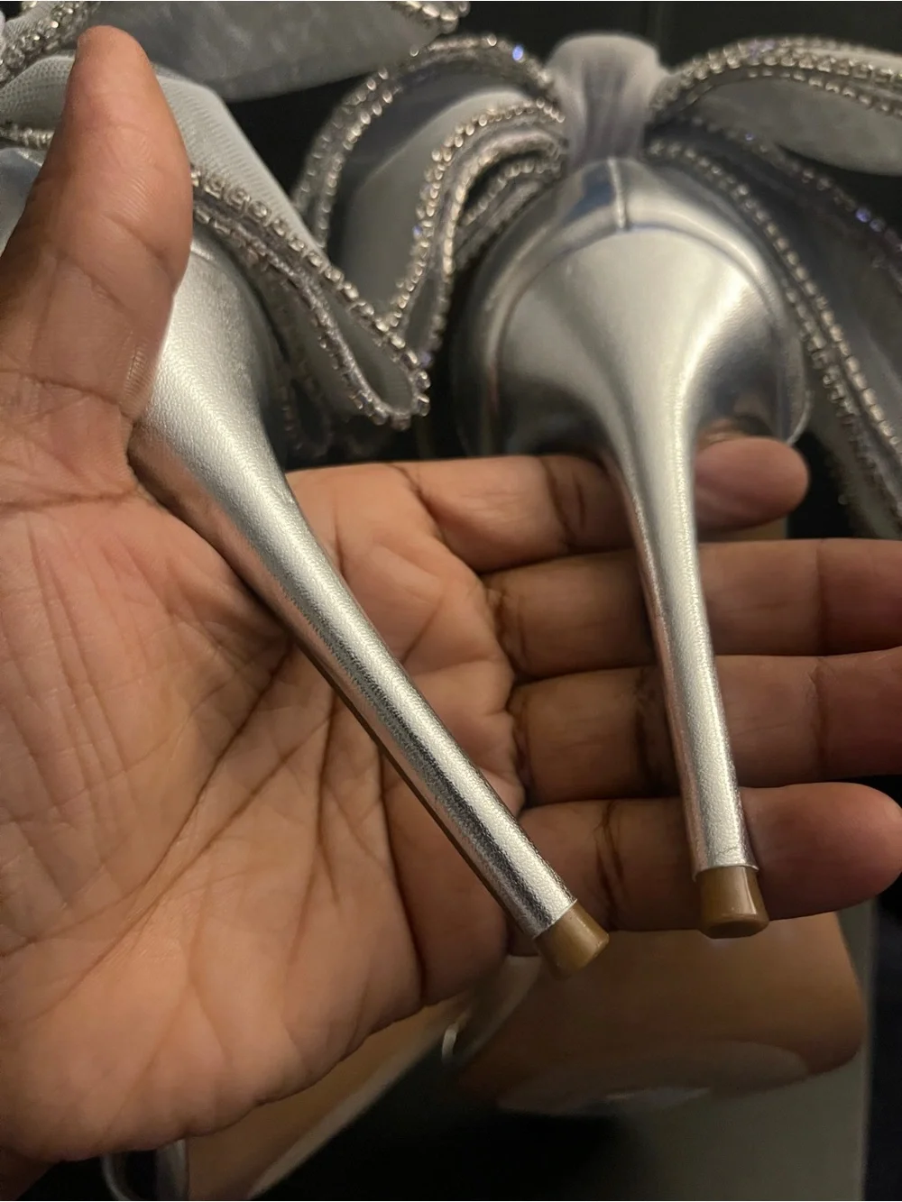 Steve Madden Women’s Back Bow BENNI SILVER RHINESTONES Heels Sz 10 NWOB
